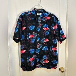 Uzzii Men's Size Medium Flamingo Shirt Short Sleeve Hawaiian Shirt